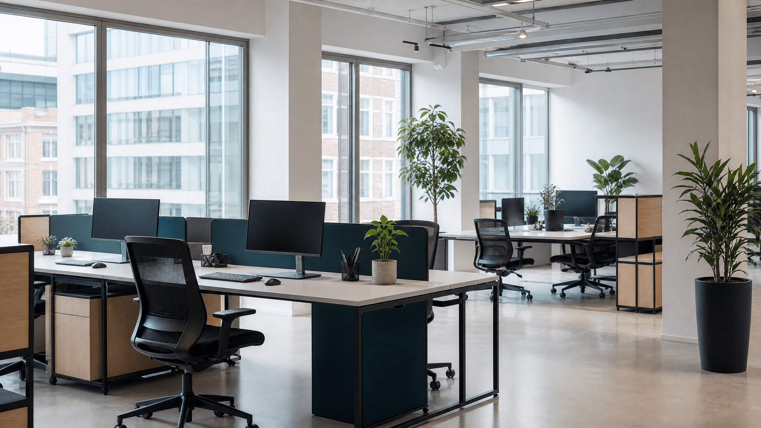 Heller sauberer Arbeitsplatz in einem modernen Büro