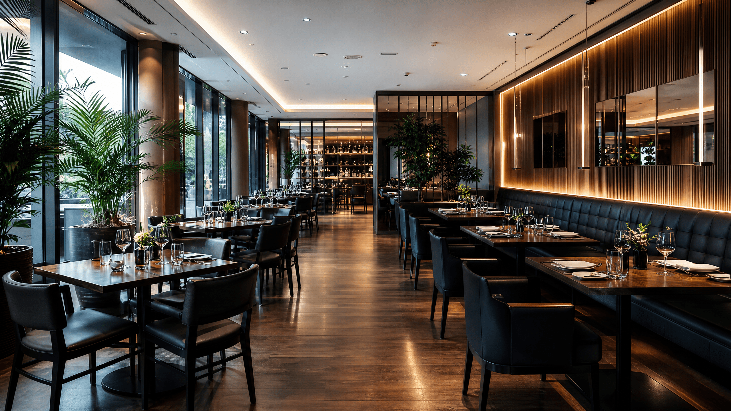 Blitzsauberes Restaurant vor der Öffnung für Gäste