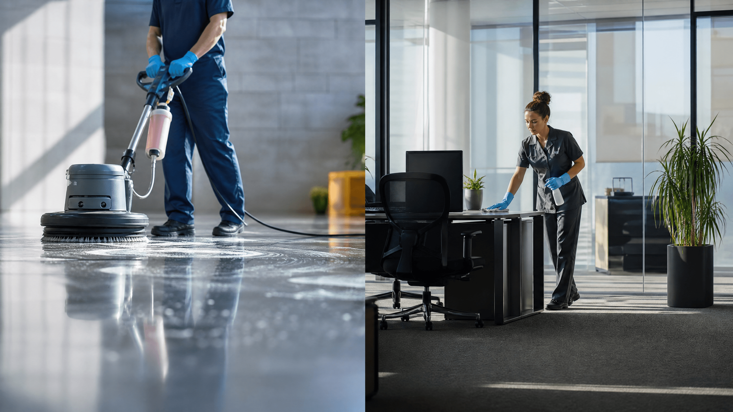 Professionelle Grund- und Unterhaltsreinigung in einem Büro